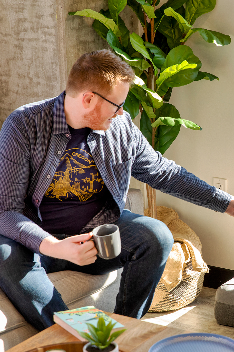 A man holding a mug