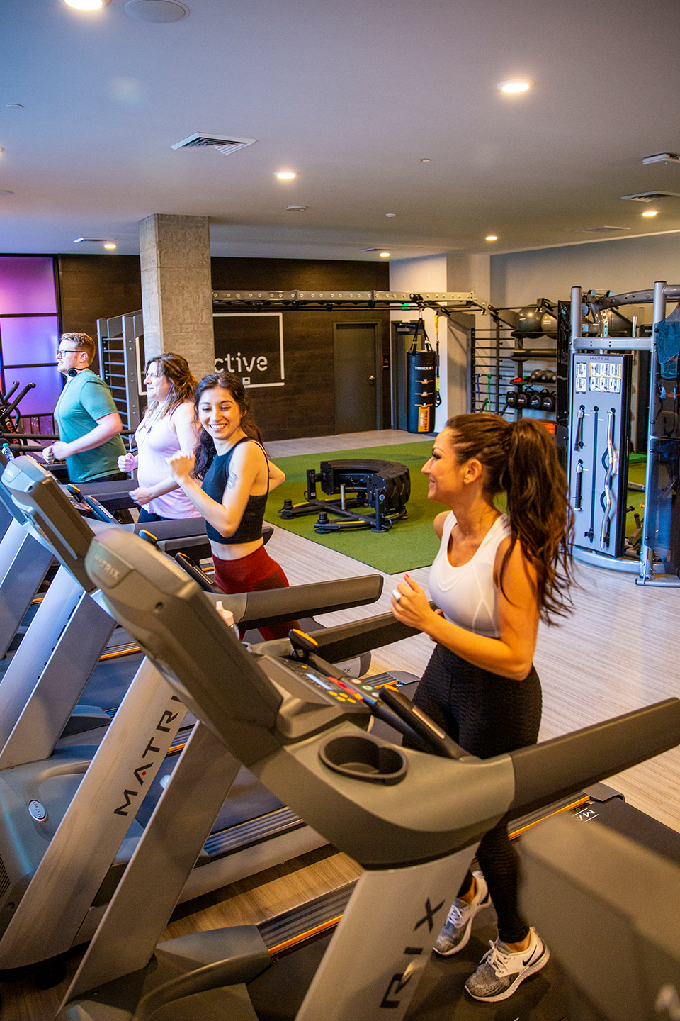 People working out in a fitness center